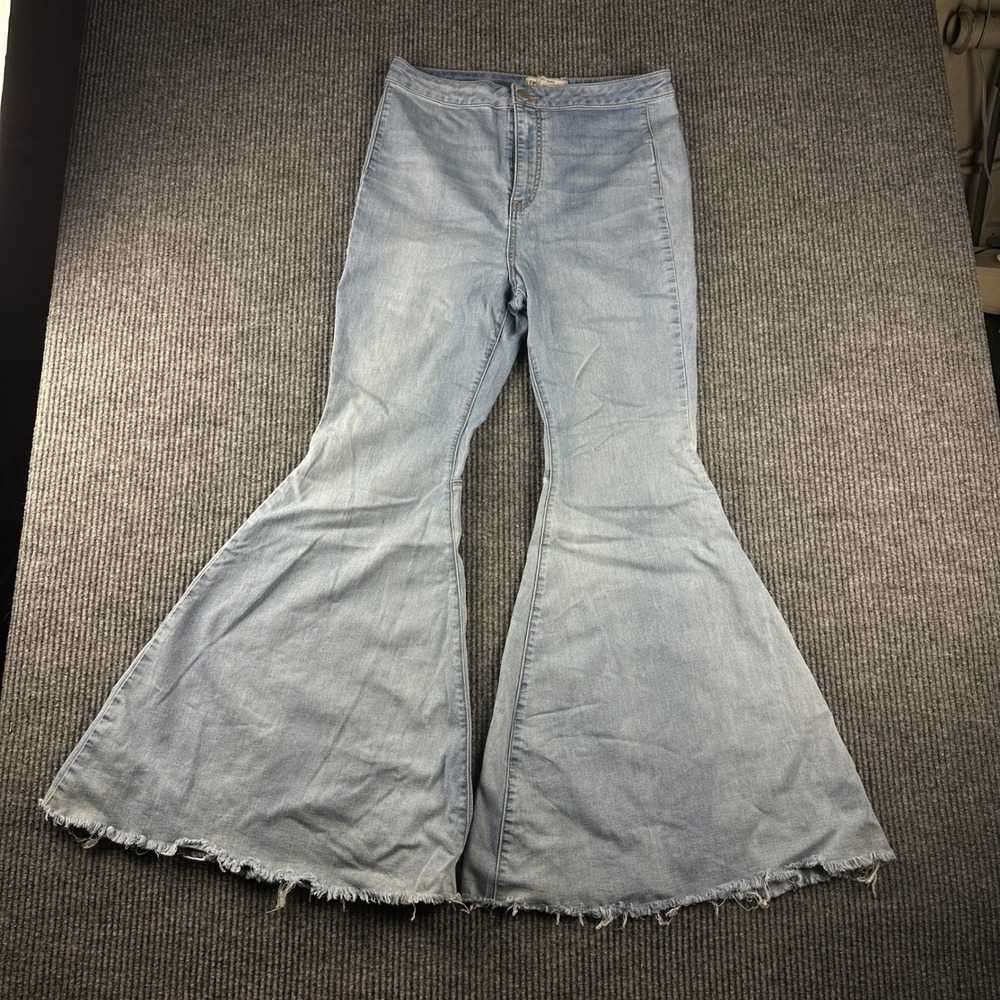 Free People Just Float On Flare Jeans Light Wash Blue High Rise Bell Bottom W31